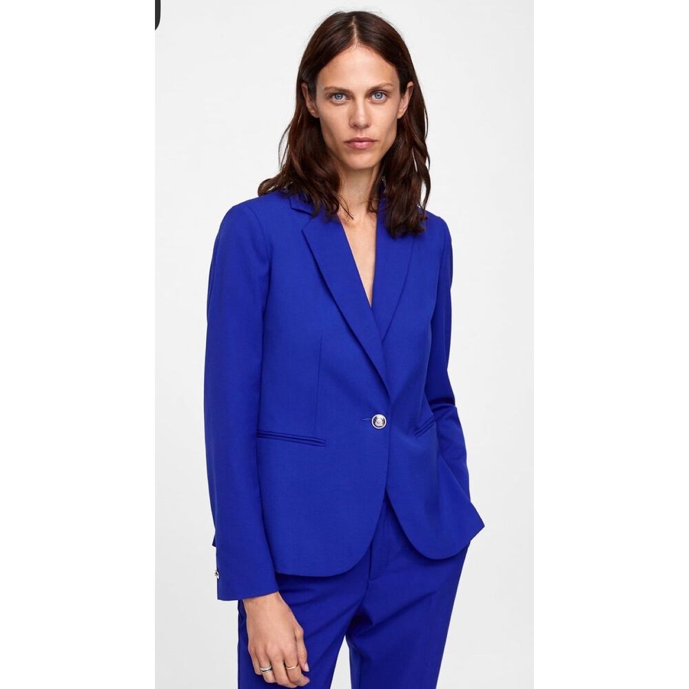 Zara Basic Royal Blue Single Button Blazer Size 4 - image 1
